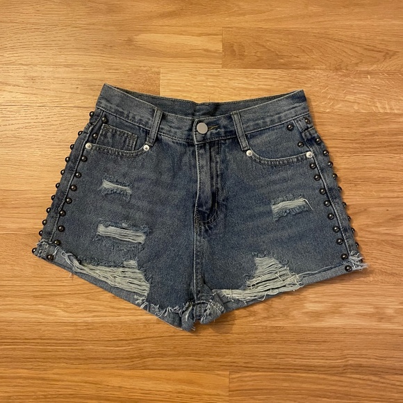 HME Jeans Cut-Off Distressed Denim Jean Shorts Size M - Picture 1 of 5